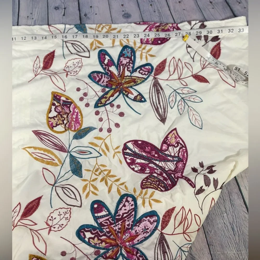 Bacova Molly Blue Purple Embroidered Garden Floral Boho Cottage Shower Curtain